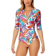 Anne Cole womens Half Sleeve Front Zip One-Piece, 12